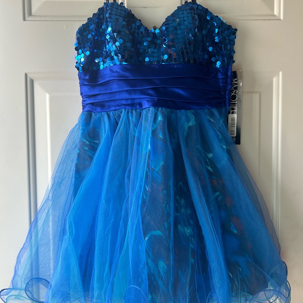 Masquerade Royal Blue Sequin Size 7/8 Y2K dress perfect for homecoming NWT